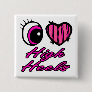 Emo Eye Heart I Liebe High Heels Button