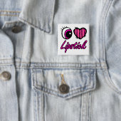 Emo Eye Heart I Liebe Lipstick Button (Beispiel)