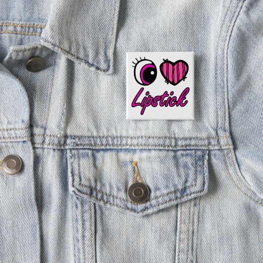 Emo Eye Heart I Liebe Lipstick Button (Beispiel)