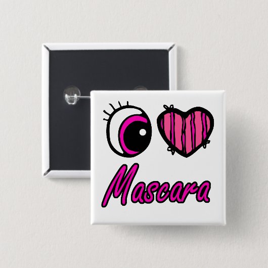 Emo Eye Heart I Liebe Mascara Button (Vorne & Hinten)