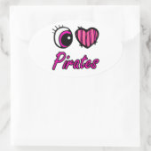 Emo Eye Heart I Liebe Pirates Ovaler Aufkleber (Tasche)