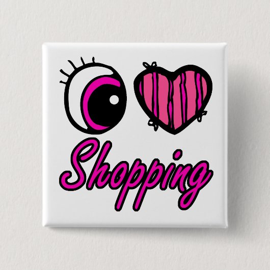Emo Eye Heart I Liebe Shopping Button (Vorderseite)