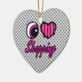 Emo Eye Heart I Liebe Shopping Keramik Ornament (Links)