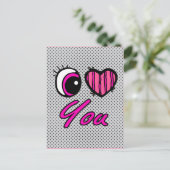 Emo Eye Heart I Liebe Sie Postkarte (Stehend Vorderseite)