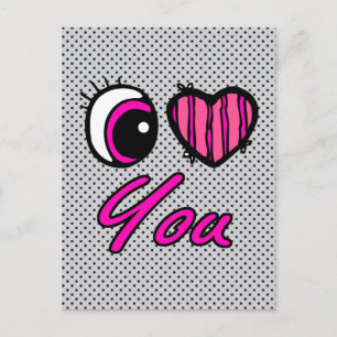 Emo Eye Heart I Liebe Sie Postkarte