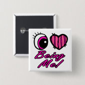 Emo Eye Herz I Liebe ist ich Button (Vorne & Hinten)