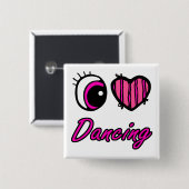 Emo Eye Herz I Liebe Tanz Button (Vorne & Hinten)