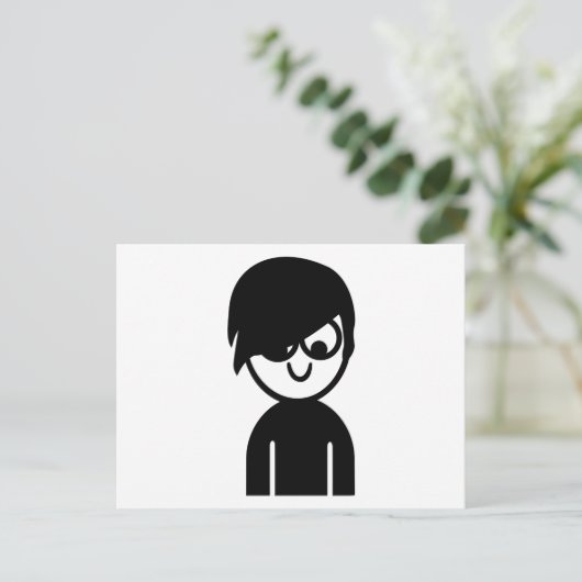 Emo-Gesicht Postkarte (Stehend Vorderseite)