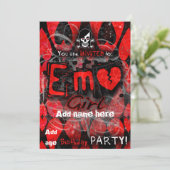 Emo Girl Party Einladung (Stehend Vorderseite)