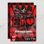 Emo Girl Party Einladung (Vorne/Hinten)