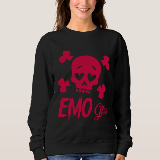 Emo Girl Pink Skull Goth Scene Kid Emo Music 2000s Sweatshirt (Vorderseite)