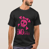 Emo Girl Pink Skull mit Bow Krawatte Emo Goth Emot T-Shirt (Vorderseite)