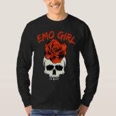 Emo Girl Pink Skull mit Rose Emo Goth Emotional T T-Shirt (Vorderseite)