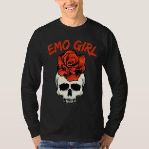 Emo Girl Pink Skull mit Rose Emo Goth Emotional T T-Shirt