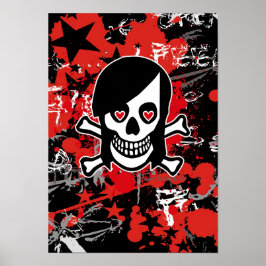 Emo Girl Skull Poster