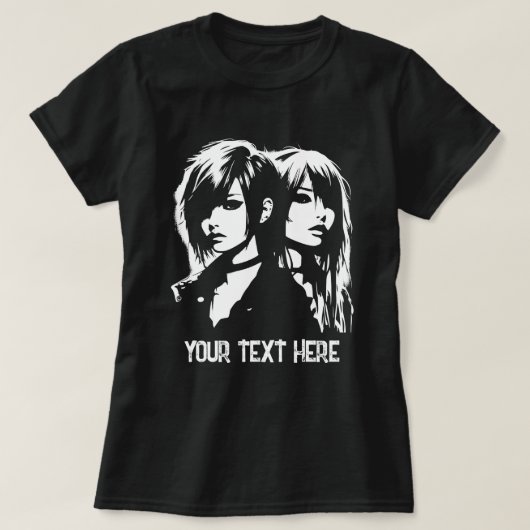 Emo Girl Stencil Kunsttipp Graffiti T-Shirt (Design vorne)