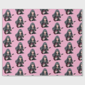 Emo girl with long black hair geschenkpapier (Flach)