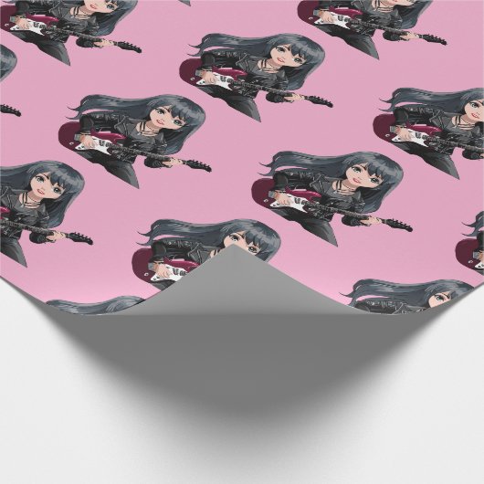 Emo girl with long black hair geschenkpapier (Ecke)