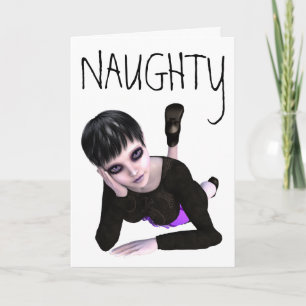 EMO GOTH GIRL "NAUGHTY" GREETCARDS KARTE