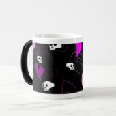 EMO gotische Schädel u. Herzen Verwandlungstasse (Vorderseite Links)