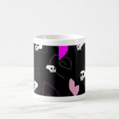 EMO gotische Schädel u. Herzen Verwandlungstasse (Mittel)