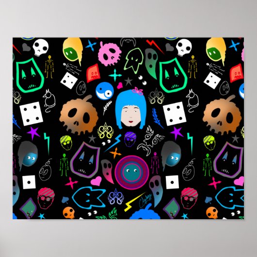 Emo Halloween-Muster Poster (Vorne)