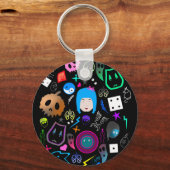 Emo Halloween-Muster Schlüsselanhänger (Vorderseite)
