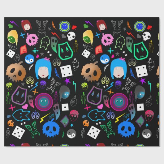 Emo Halloween Pattern Geschenkpapier (Flach)