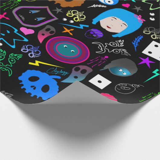 Emo Halloween Pattern Geschenkpapier (Ecke)