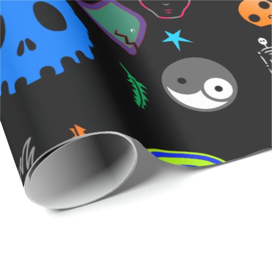 Emo Halloween Pattern Geschenkpapier (Rolleneckpunkt)