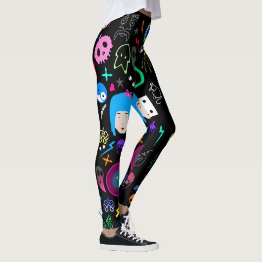 Emo Halloween Pattern Leggings (Rechts)