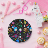Emo Halloween Pattern Pappteller (Party)