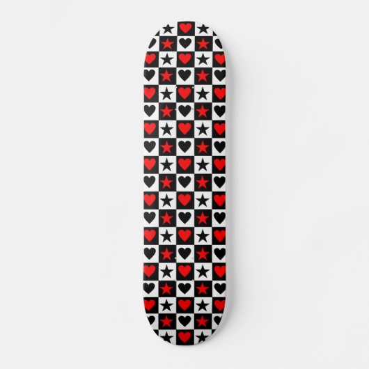 Emo Hearts & Stars Skateboard Deck (Vorderseite)