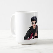Emo-Junge mit schwarzen Haaren Kaffeetasse (Vorderseite Links)