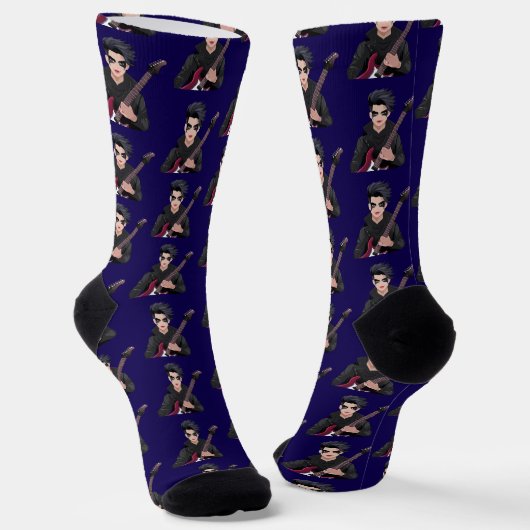 Emo-Junge mit schwarzen Haaren Socken (Gewinkelt)