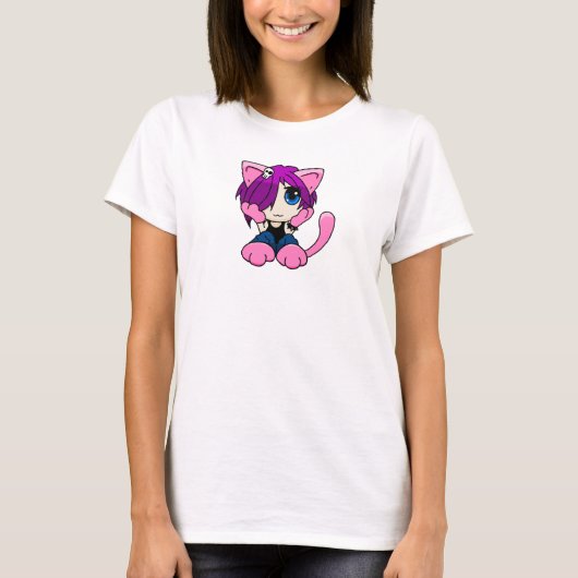 Emo Katzen-Mädchen T-Shirt (Vorderseite)