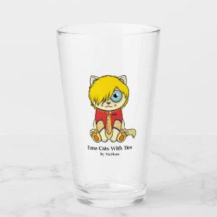 Emo Katzen mit Krawatte Galsses Glas