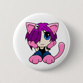 Emo Katzenmädchen Button
