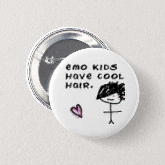 Emo Kinder haben cooles Haar Button (Vorne & Hinten)