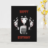 Emo-Mädchen handgezeichneter Geburtstag Karte (Gelbe Blume)