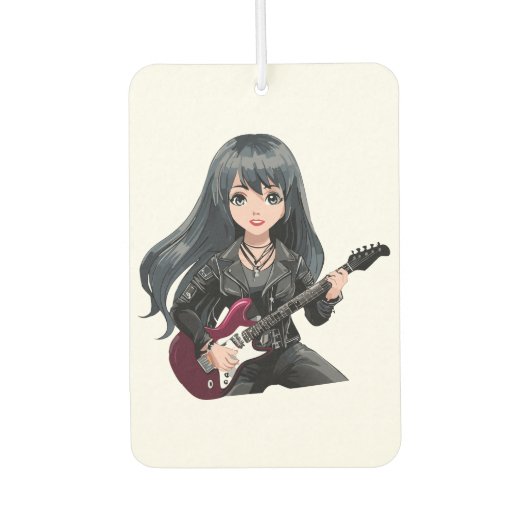 Emo-Mädchen mit langen schwarzen Haaren Autolufterfrischer (Vorderseite)