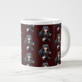 Emo-Mädchen mit langen schwarzen Haaren Jumbo-Tasse (Vorderseite Rechts)