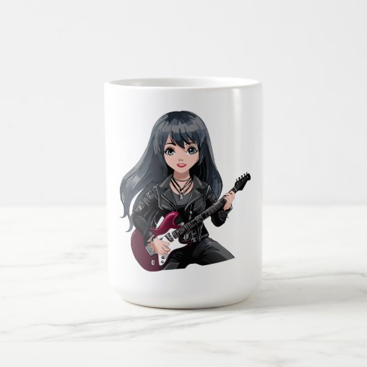 Emo-Mädchen mit langen schwarzen Haaren Kaffeetasse (Mittel)