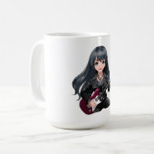Emo-Mädchen mit langen schwarzen Haaren Kaffeetasse (Vorderseite Links)