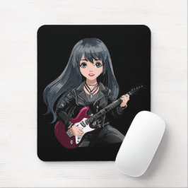 Emo-Mädchen mit langen schwarzen Haaren Mousepad