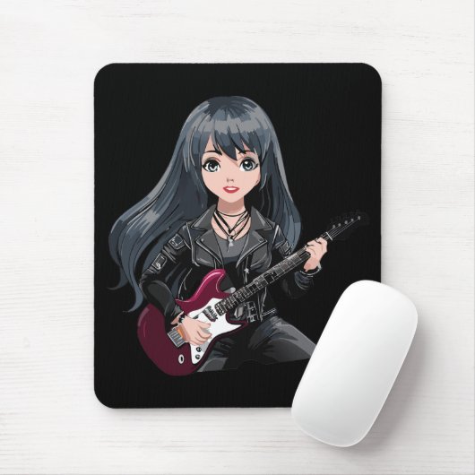 Emo-Mädchen mit langen schwarzen Haaren Mousepad (Mit Mouse)
