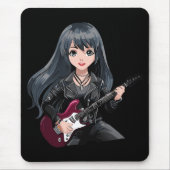 Emo-Mädchen mit langen schwarzen Haaren Mousepad (Vorne)