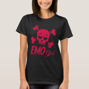Emo-Mädchen Rosa Totenkopf Goth Szene Kind Emo-Mus T-Shirt
