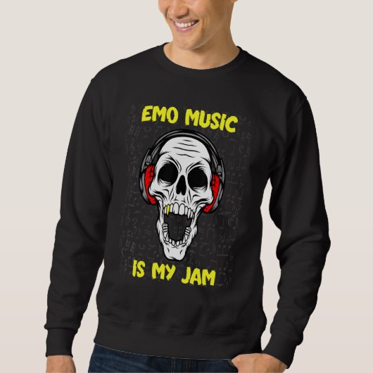 Emo Music ist mein Jam - Skull und Kopfhörer Sweatshirt (Vorderseite)