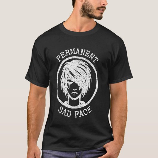 Emo Permanent Sad Face Expression Graphic T-Shirt (Vorderseite)